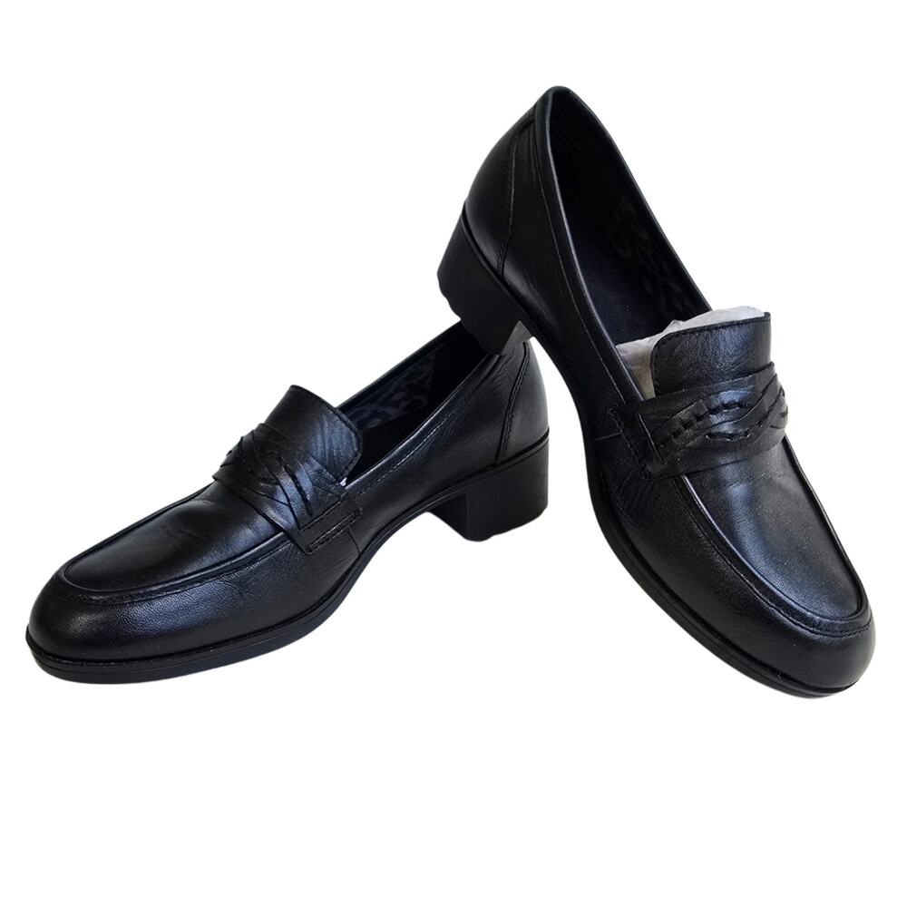 ABEO Penny Loafers Jade Size 9 Black Leather 3D Core Comfort Insole Slip On Shoe